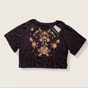 Embroidered Floral Crop Top